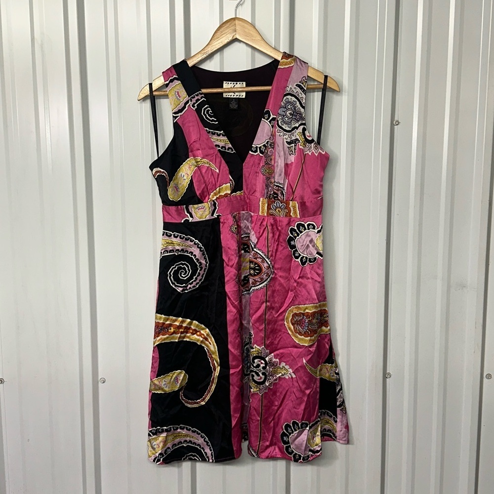 Y2K I.C.E. Silk Paisley Mini Dress Boho Indie Sleaze Vintage 2000s Retro